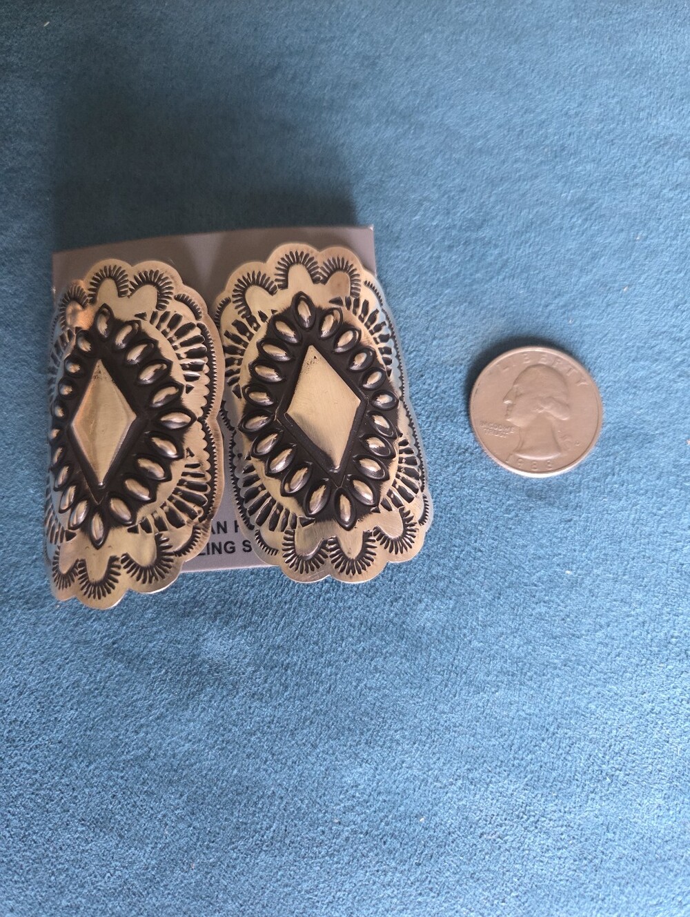 Sterling Silver Navajo Handcrafted Concho Earrings by Leander Tahe